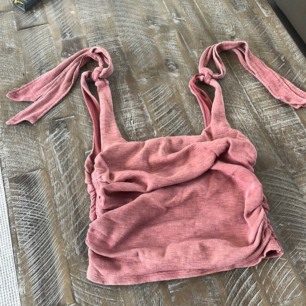 FREE PEOPLE tank top with shoulder ties and ruched sides